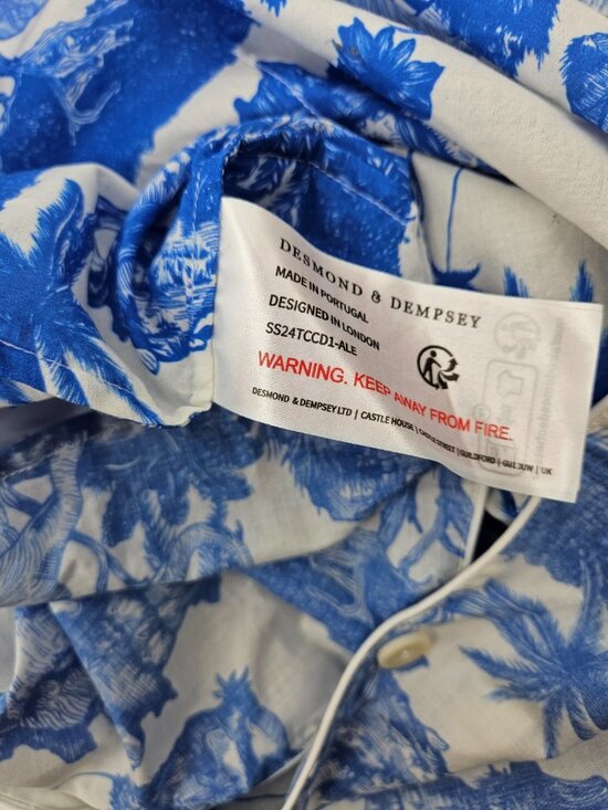 New Desmond & Dempsey Short Sleeve Pajamas Womens M Loxodonta Blue Elephants - Picture 10 of 10